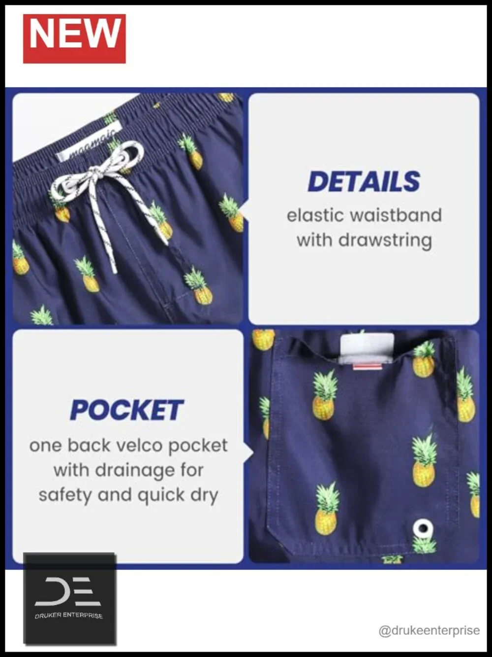 Men's Quick Dry Swim Trunks with Pockets 7 Inch